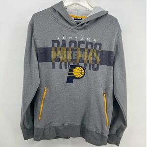 Indiana Pacers Hoodie Gray Yellow NBA Basketball Logo Pullover Size Large